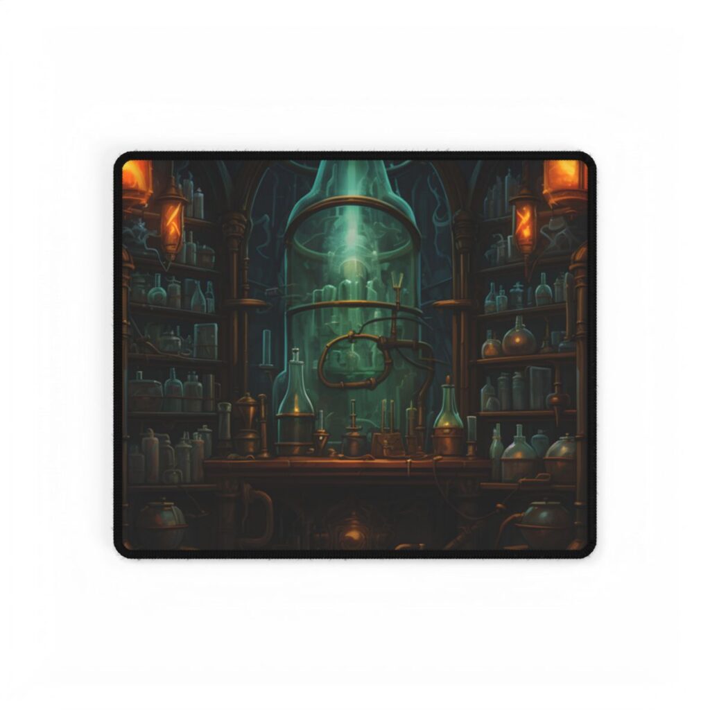 Mysterious Lab Test: Scientific Experiment in Progress - Desk Mat