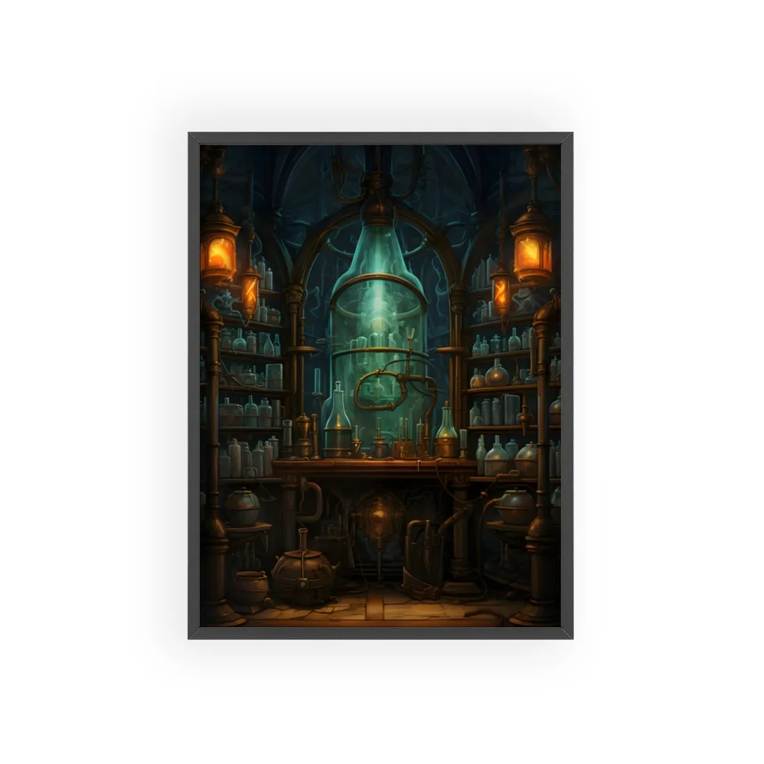 Mysterious Lab Test: Scientific Experiment in Progress - Framed Poster