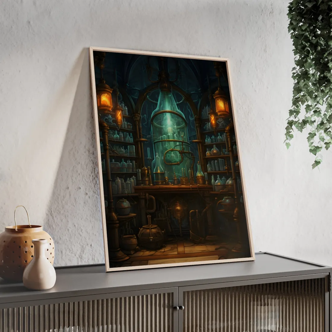 Mysterious Lab Test: Scientific Experiment in Progress - Framed Poster