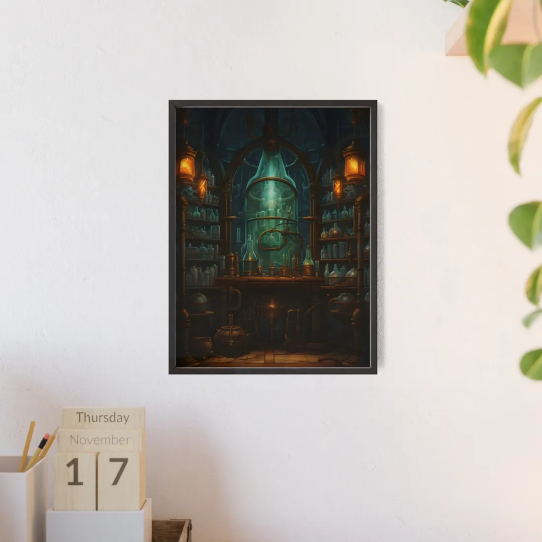 Mysterious Lab Test: Scientific Experiment in Progress - Framed Poster