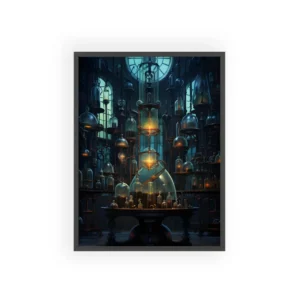 Alchemist Laboratory Glass Bottles Framed Poster