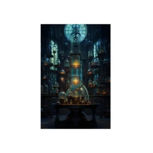 Alchemist Laboratory Glass Bottles Metal Poster