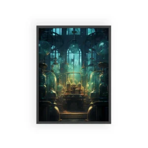 Alchemist Laboratory with Glass Vessels Framed Poster