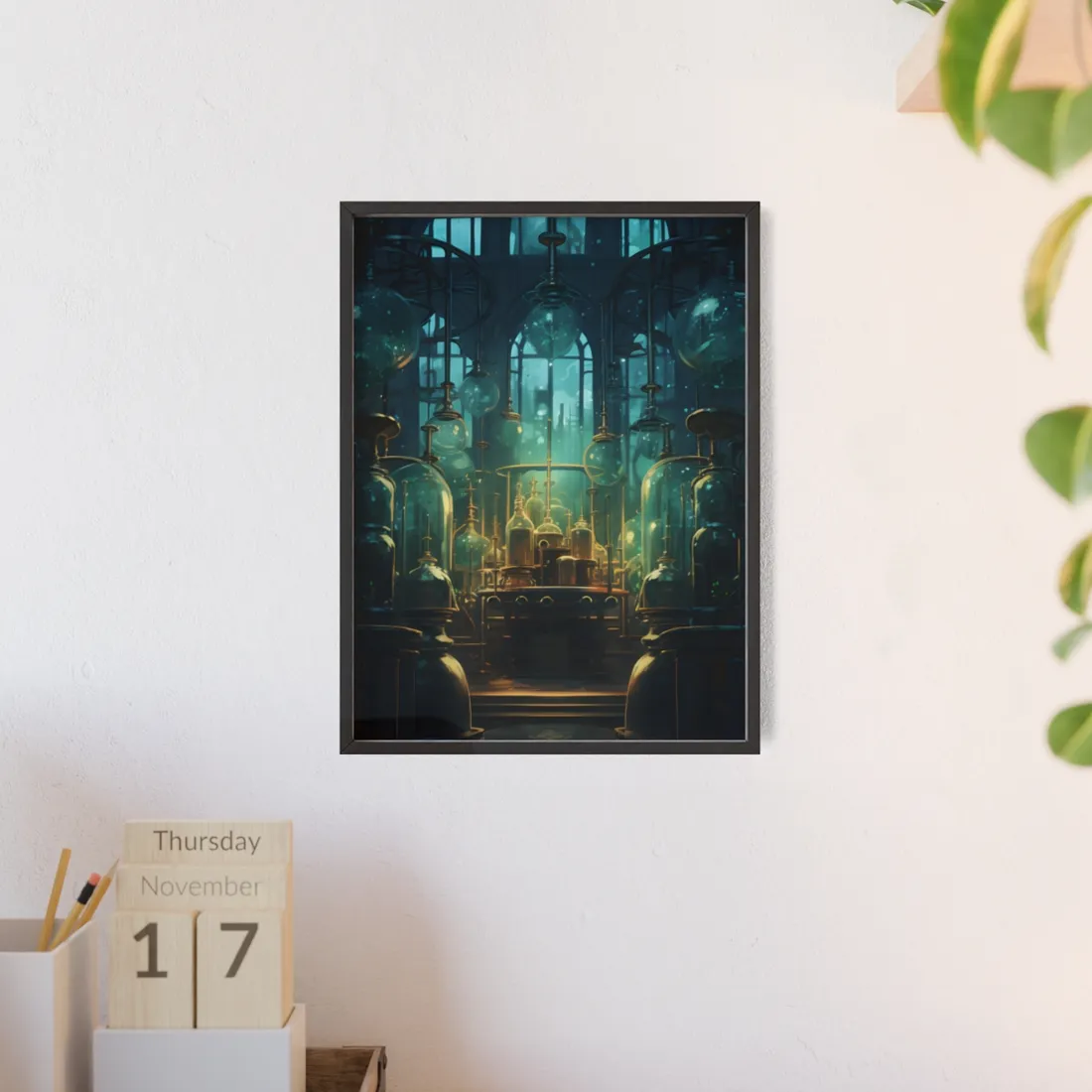 Mysterious Laboratory Showcase: Vigors and Plasmids in a Scientific Experiment - Framed Poster