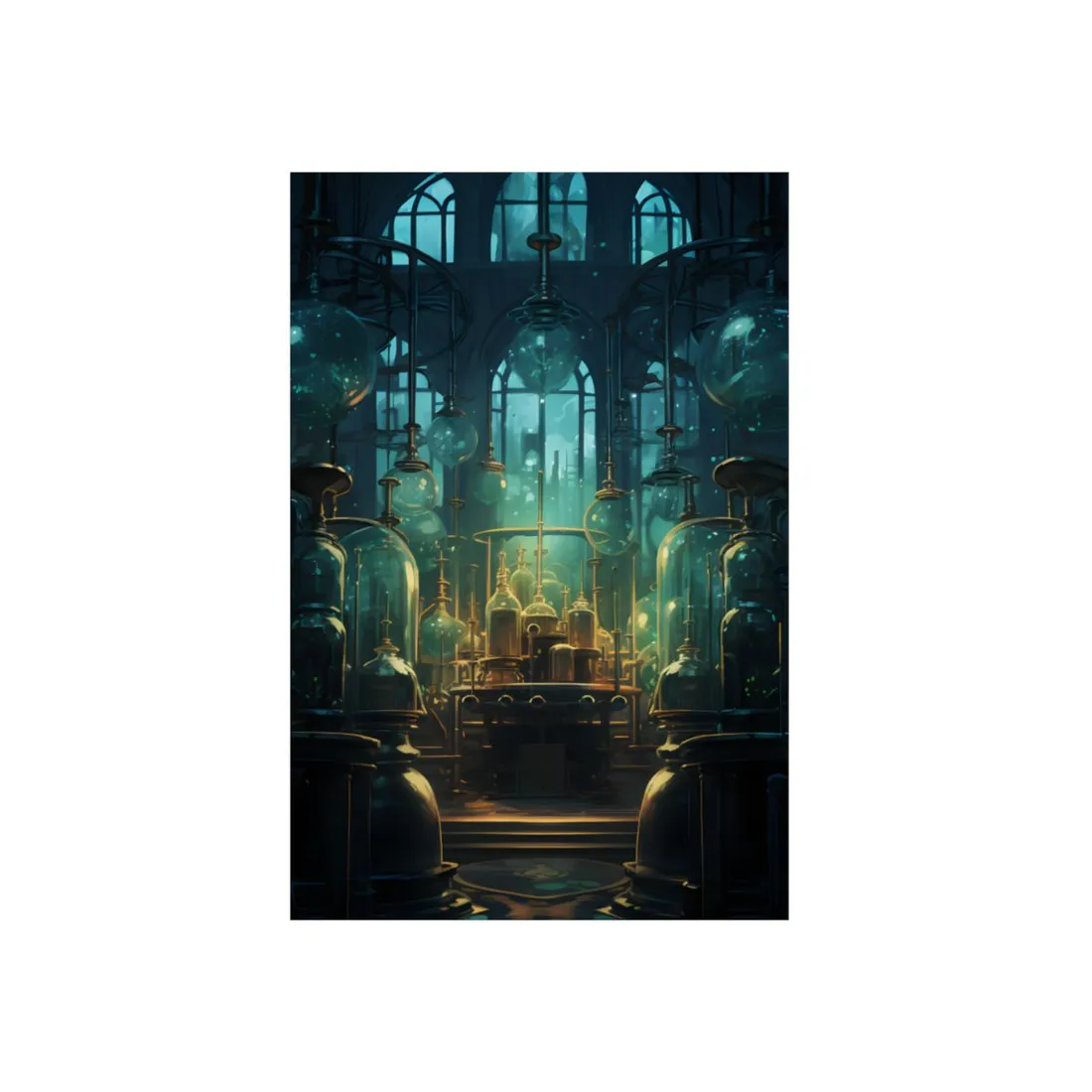 Mysterious Laboratory Showcase: Vigors and Plasmids in a Scientific Experiment - Metal Poster