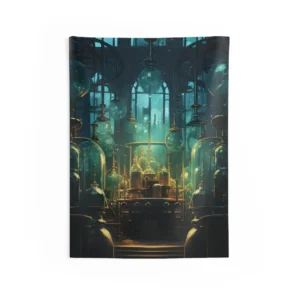 Alchemist Laboratory with Glass Vessels Wall Tapestry