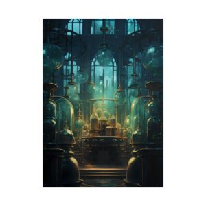 Alchemist Laboratory with Glass Vessels Poster