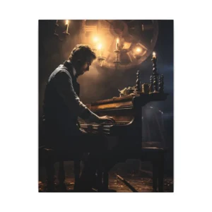 Man Playing Antique Piano Canvas Print