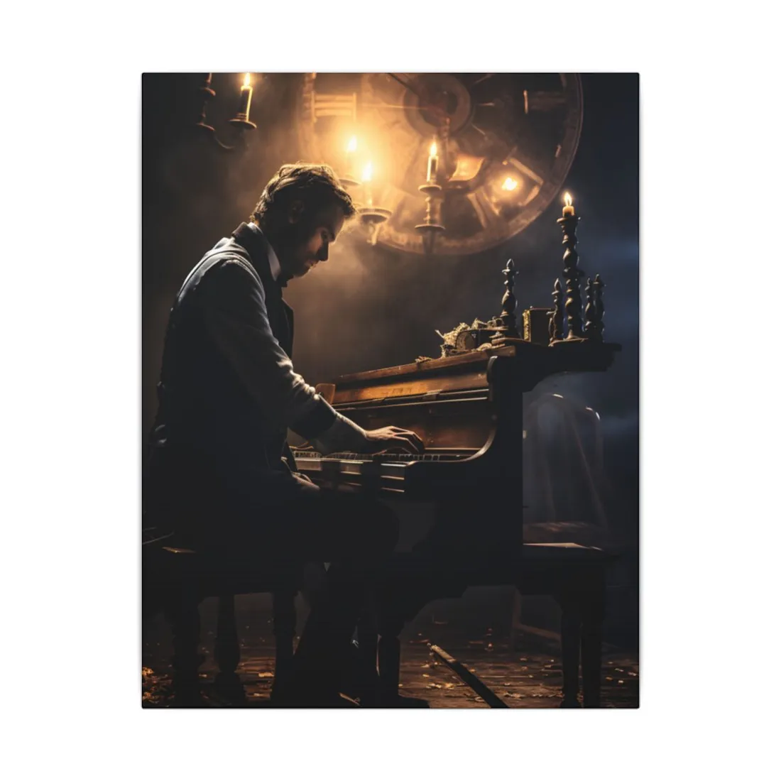 Mysterious Melody: Ephemeral Piano Performance - Canvas