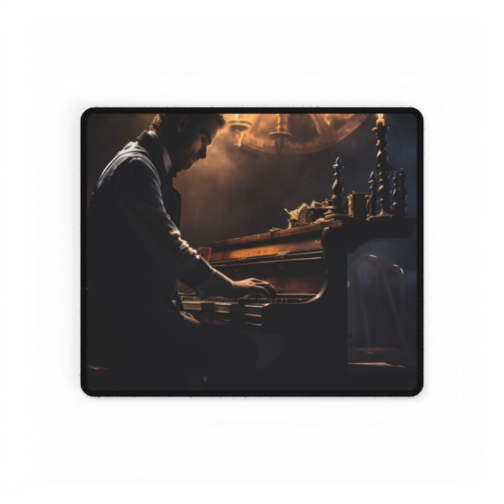 Mysterious Melody: Ephemeral Piano Performance - Desk Mat