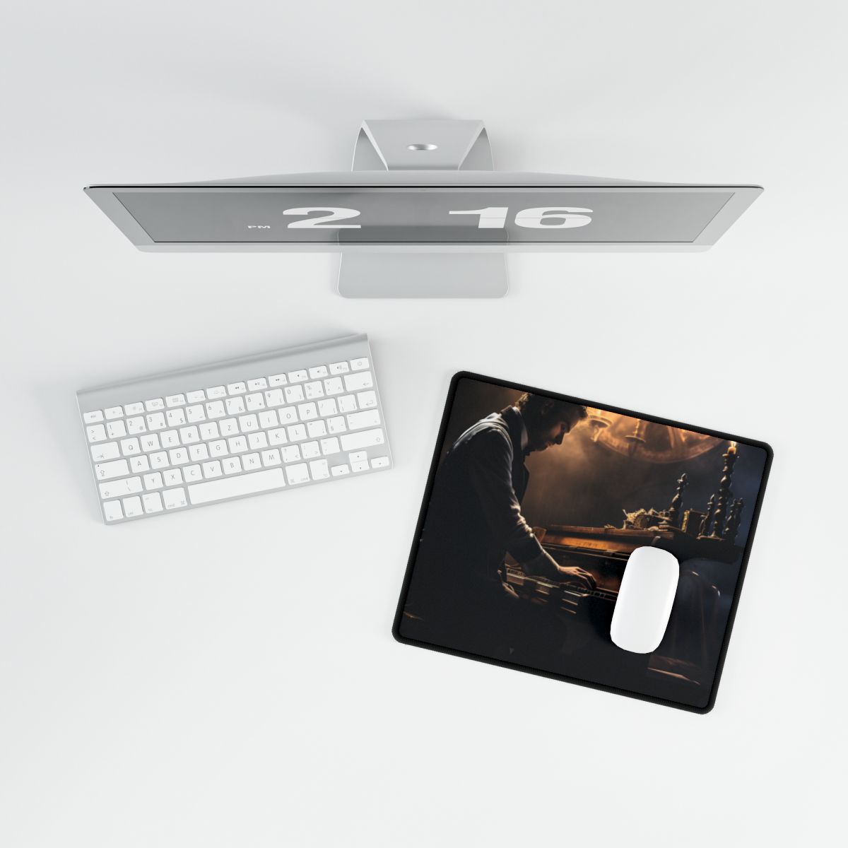 Mysterious Melody: Ephemeral Piano Performance - Desk Mat
