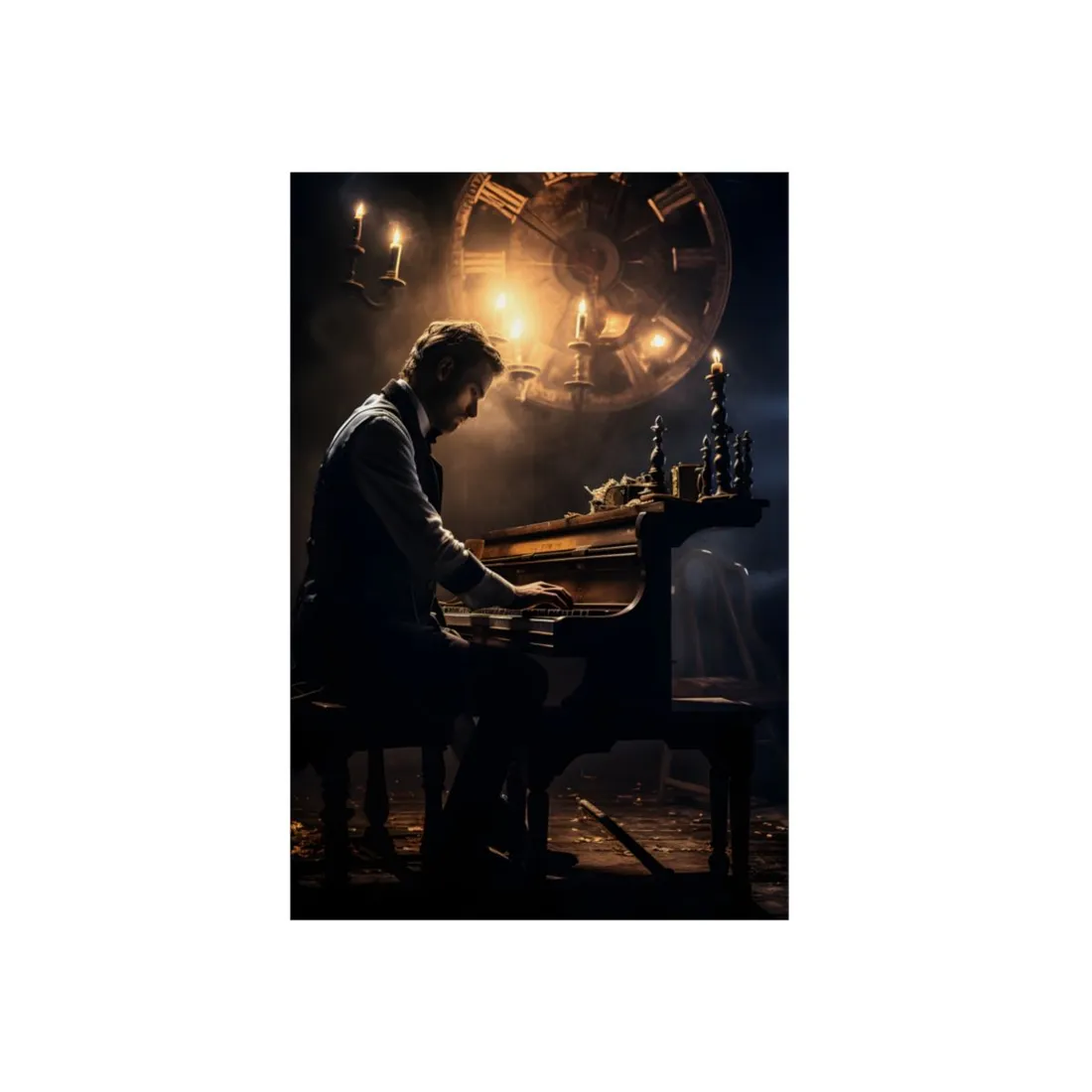 Mysterious Melody: Ephemeral Piano Performance - Metal Poster