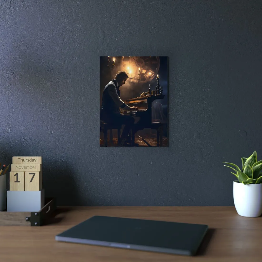 Mysterious Melody: Ephemeral Piano Performance - Metal Poster