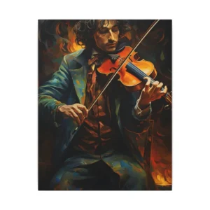 Violinist in Firelight Canvas Print