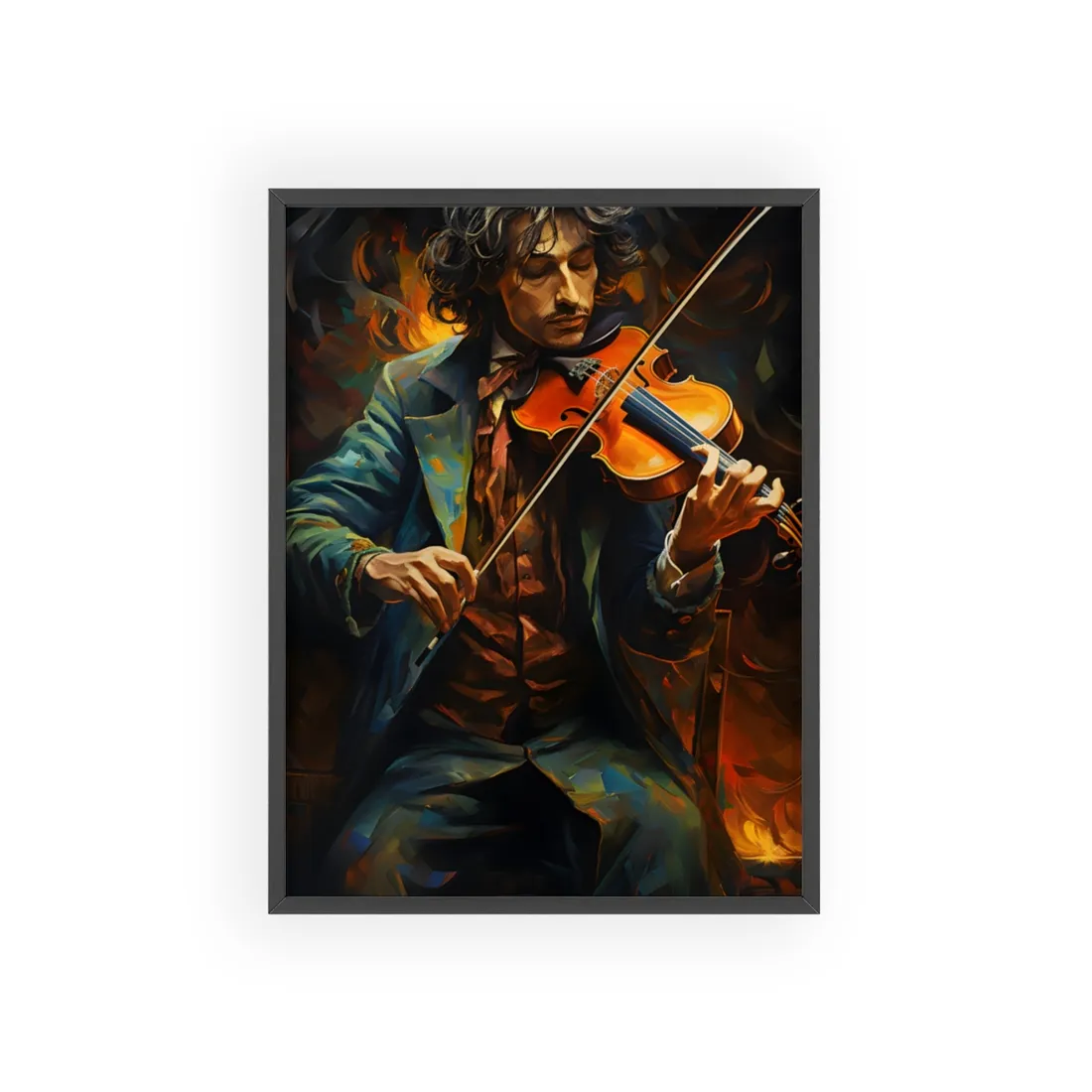 Mysterious Musician at Piano: Moody Portrait - Framed Poster