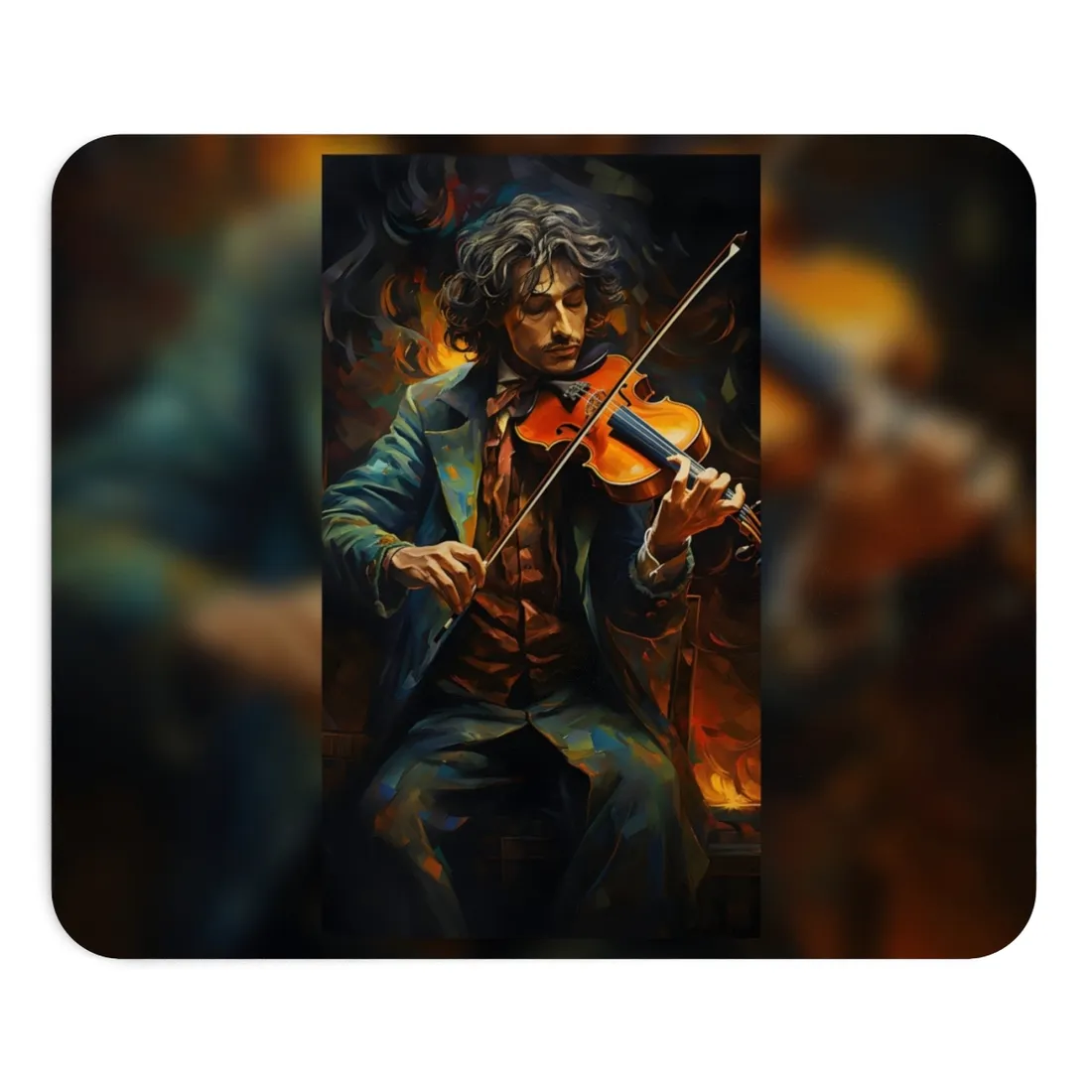 Mysterious Musician at Piano: Moody Portrait - Mouse Pad