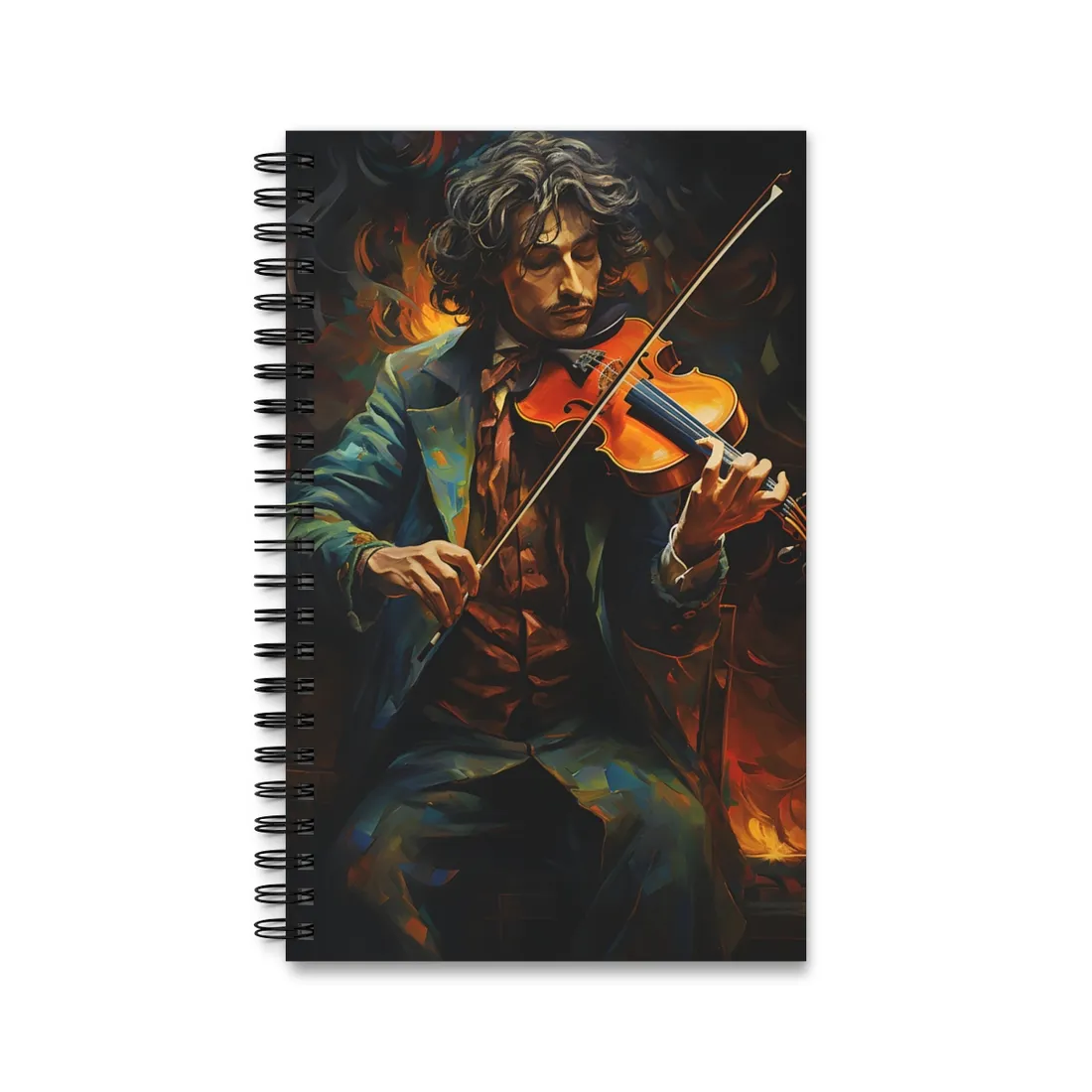Mysterious Musician at Piano: Moody Portrait - Spiral Notebook