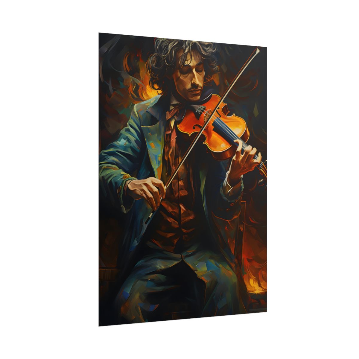 Mysterious Musician at Piano: Moody Portrait - Poster
