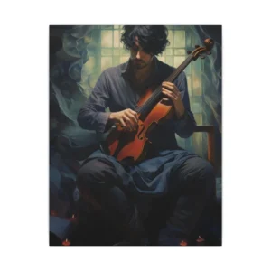 Man Playing Violin by Window Canvas Print