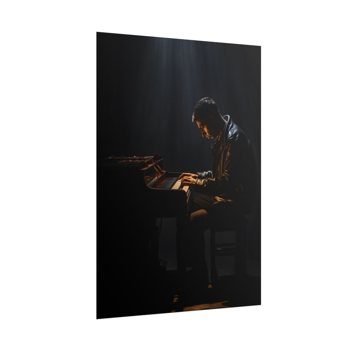Mysterious Musician Piano Portrait: Intimate Formal Artwork - Poster
