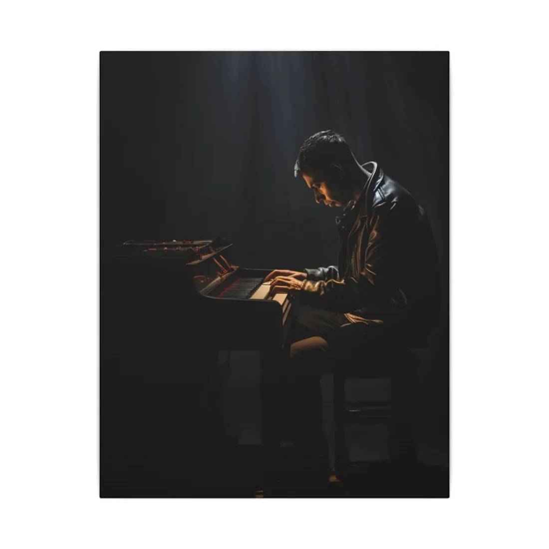 Mysterious Musician Piano Portrait: Intimate Formal - Canvas