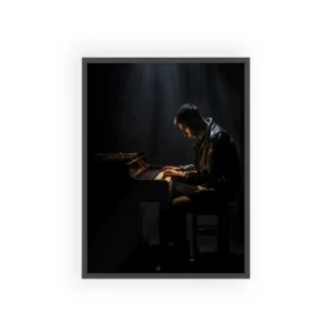Pianist in Spotlight Framed Poster