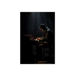 Pianist in Spotlight Metal Poster