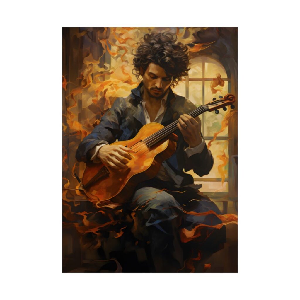 Mysterious Musician Portrait: A Thoughtful Artwork - Poster