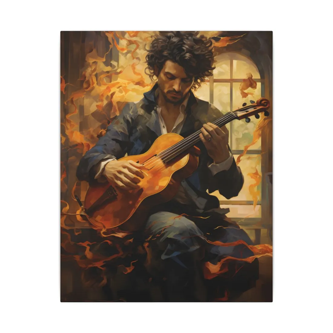 Mysterious Musician Portrait: A Thoughtful - Canvas