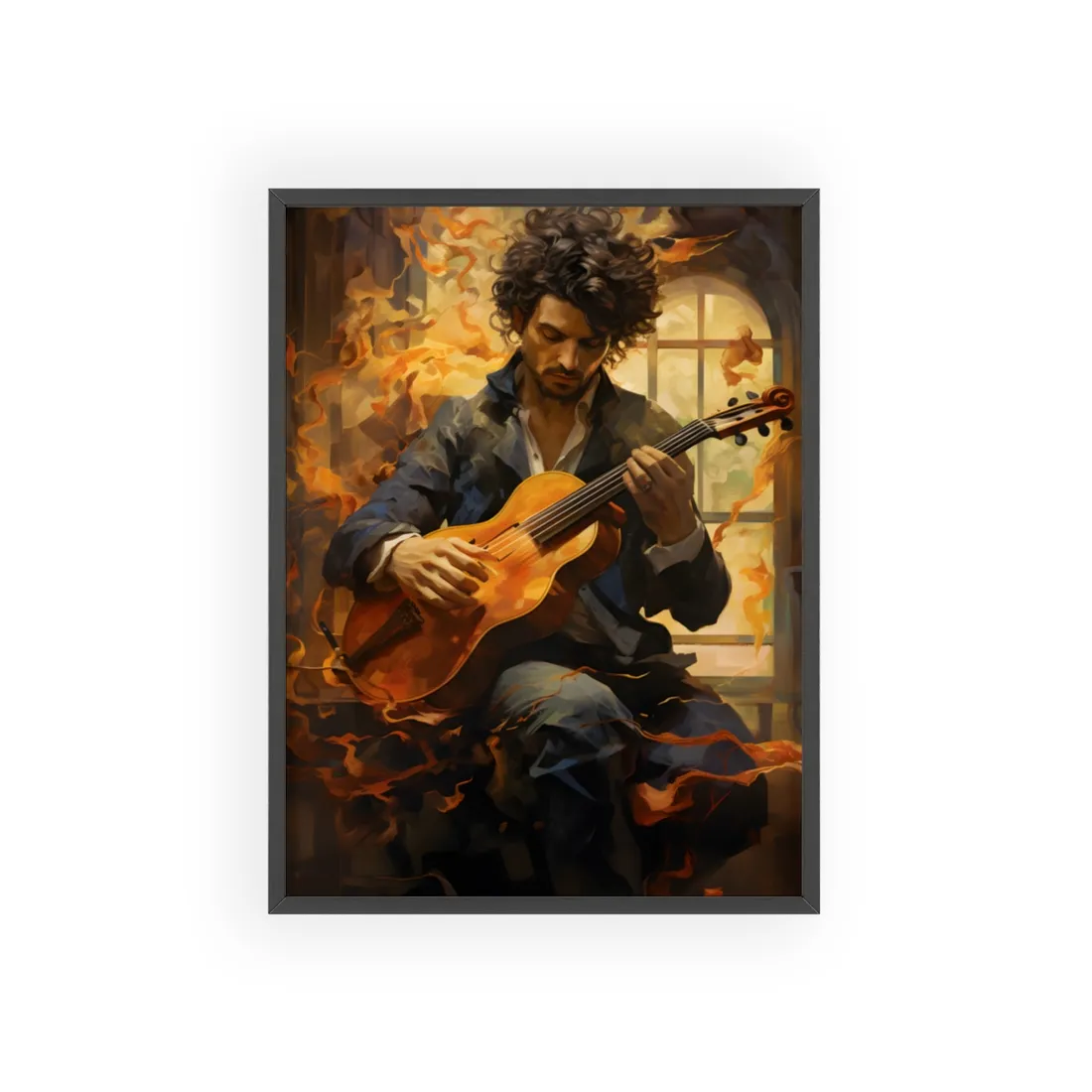 Mysterious Musician Portrait: A Thoughtful - Framed Poster