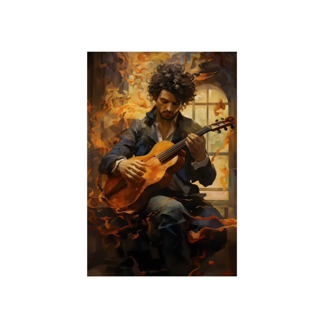 Mysterious Musician Portrait: A Thoughtful - Metal Poster