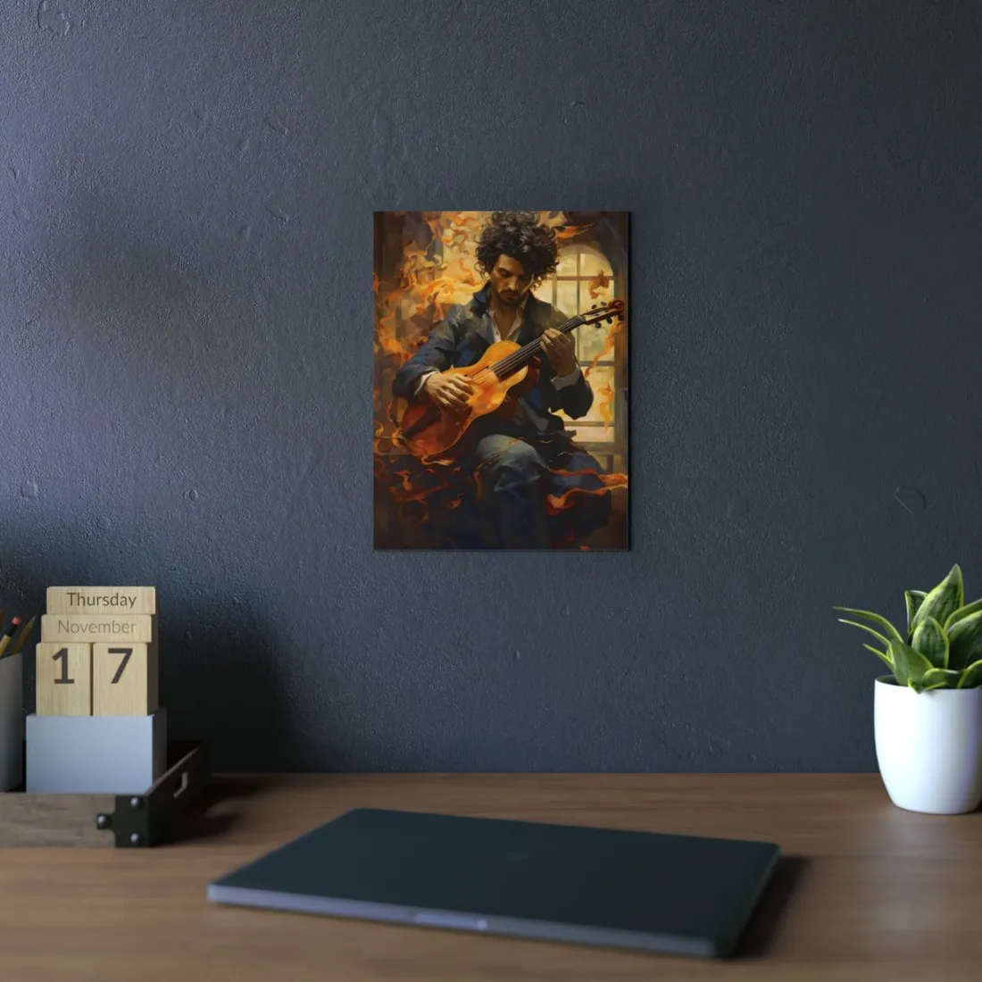 Mysterious Musician Portrait: A Thoughtful - Metal Poster