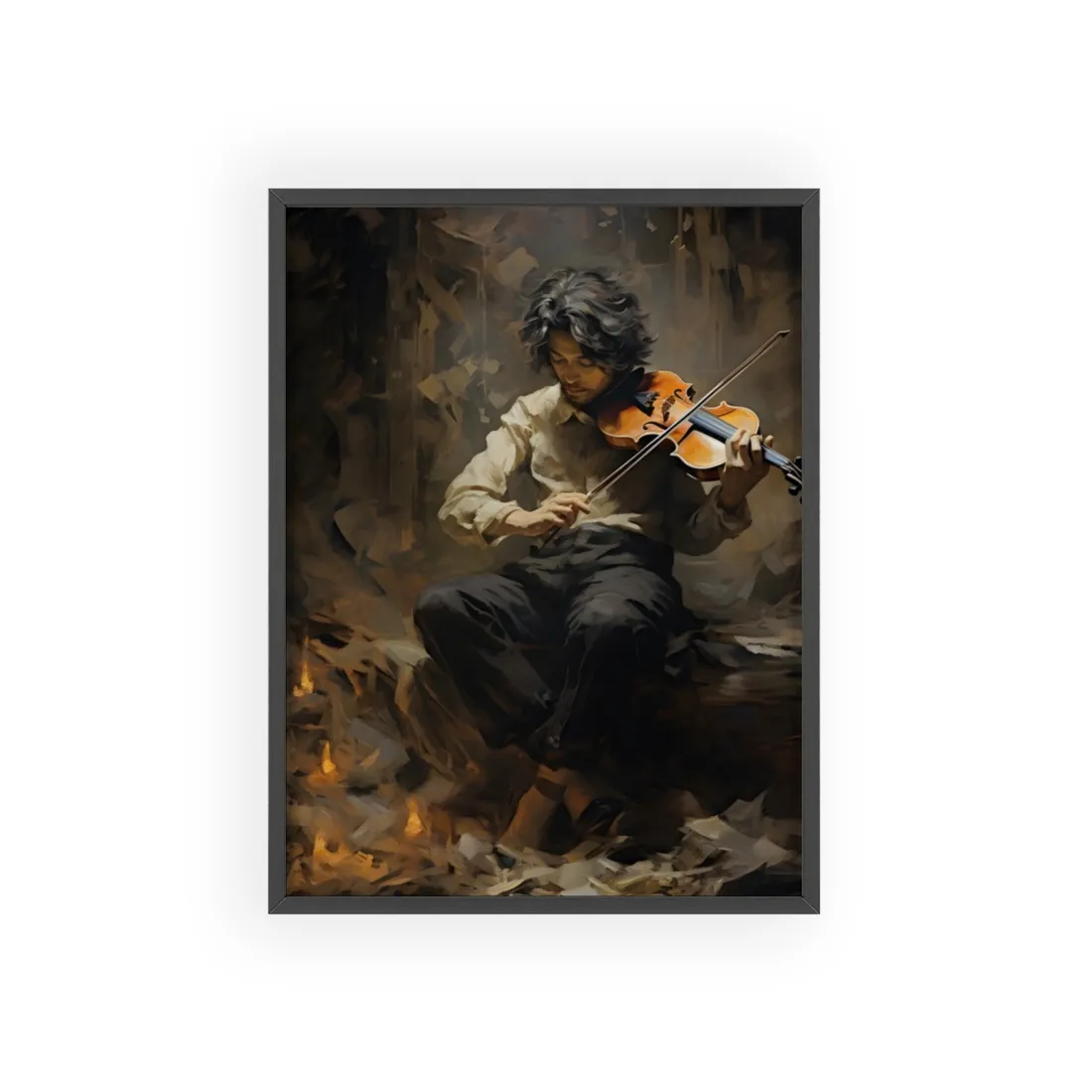 Mysterious Musician Portrait: Classical Instrumental - Framed Poster