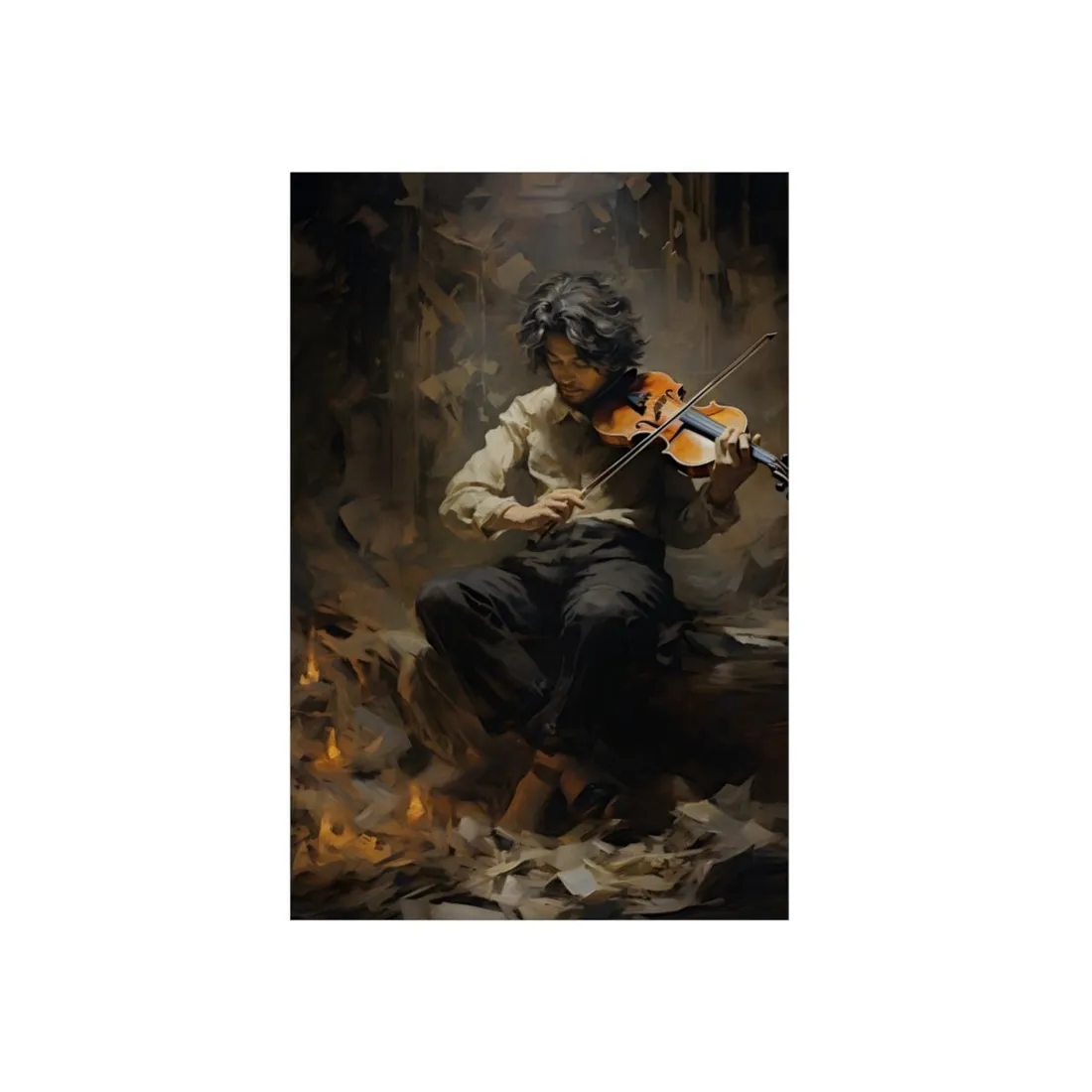 Mysterious Musician Portrait: Classical Instrumental - Metal Poster