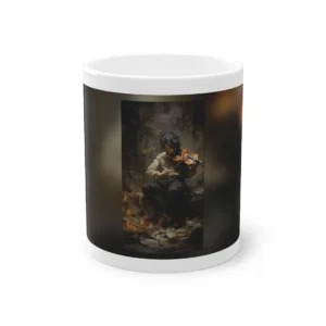 Violinist Playing Among Embers Mug
