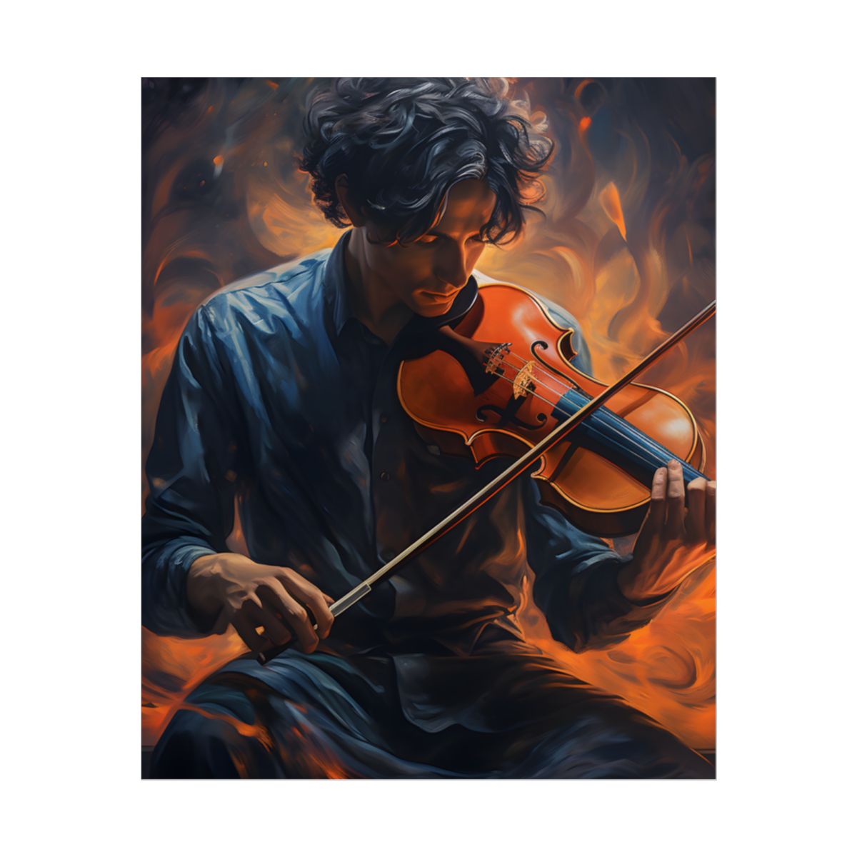 Mysterious Musician Portrait: Enigmatic Eyes Artwork - Poster