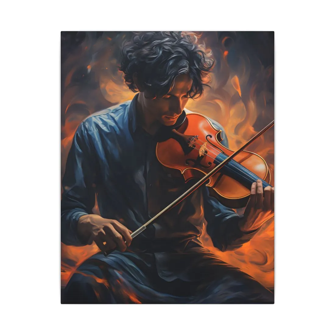Mysterious Musician Portrait: Enigmatic Eyes - Canvas
