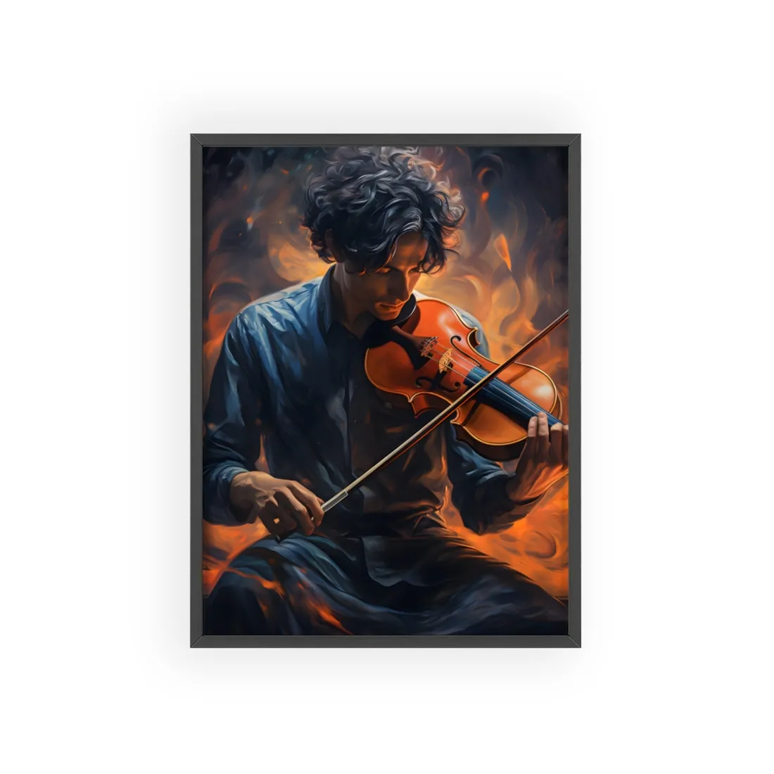 Mysterious Musician Portrait: Enigmatic Eyes - Framed Poster
