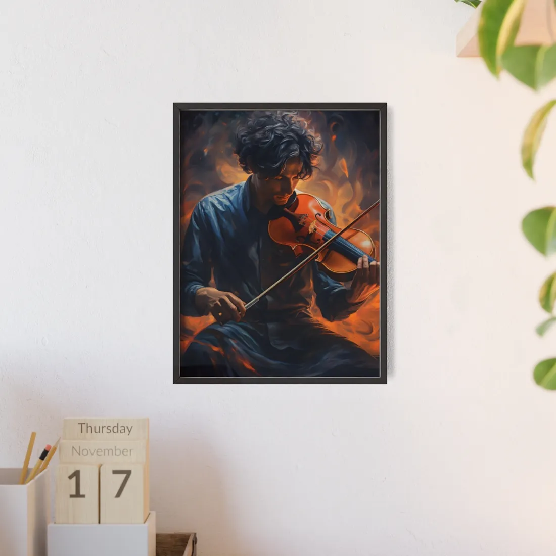 Mysterious Musician Portrait: Enigmatic Eyes - Framed Poster