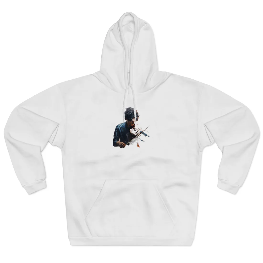 Mysterious Musician Portrait: Enigmatic Eyes - Hoodie (White)