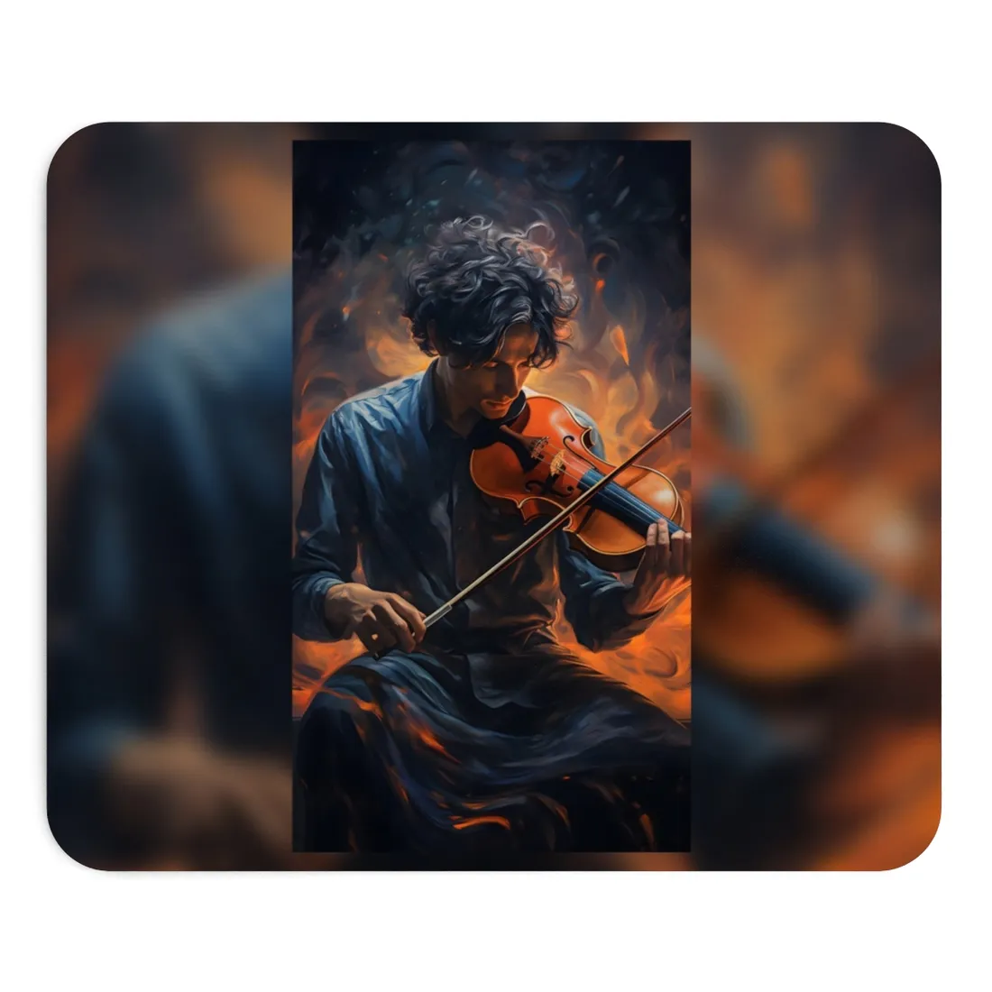 Mysterious Musician Portrait: Enigmatic Eyes - Mouse Pad