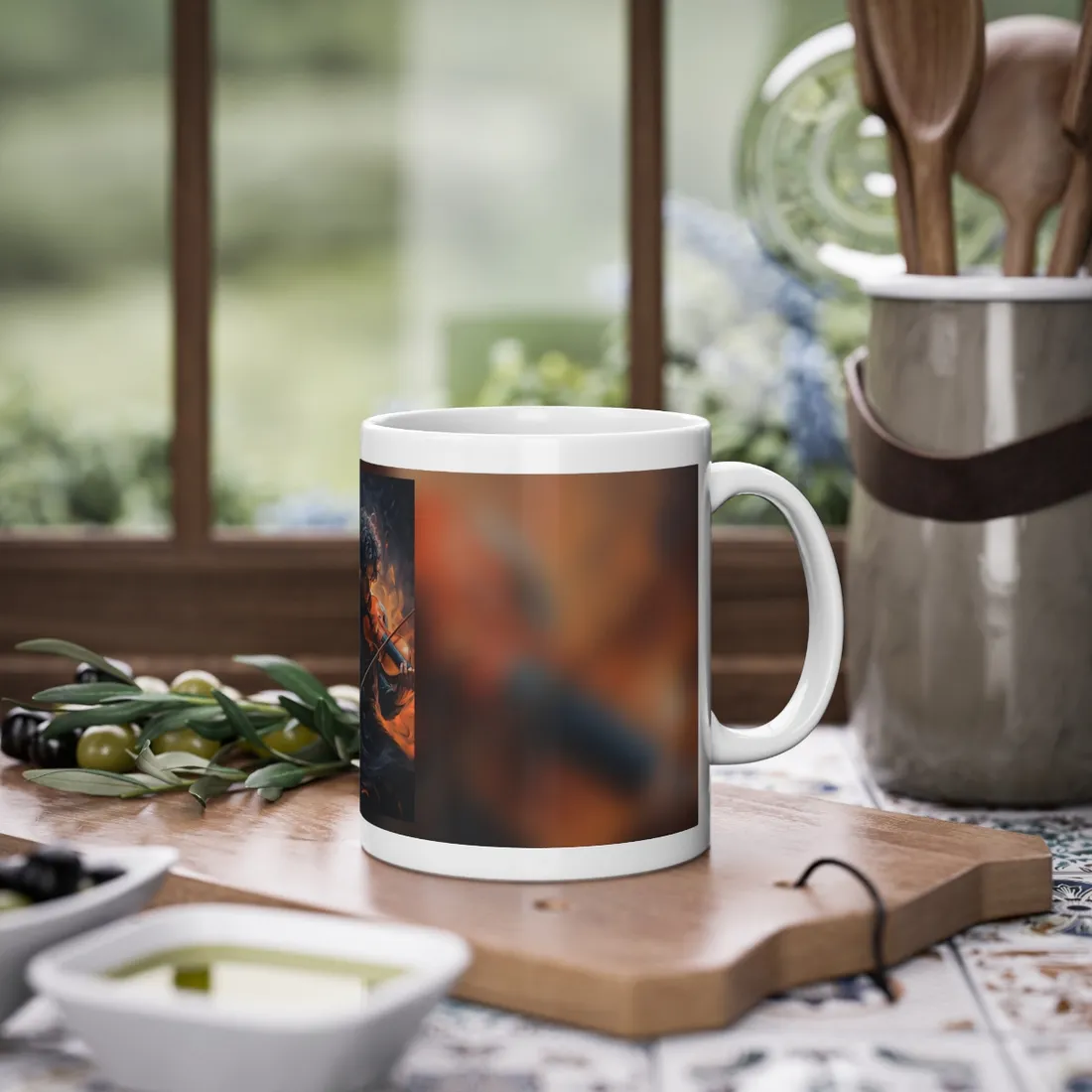 Mysterious Musician Portrait: Enigmatic Eyes - Mug
