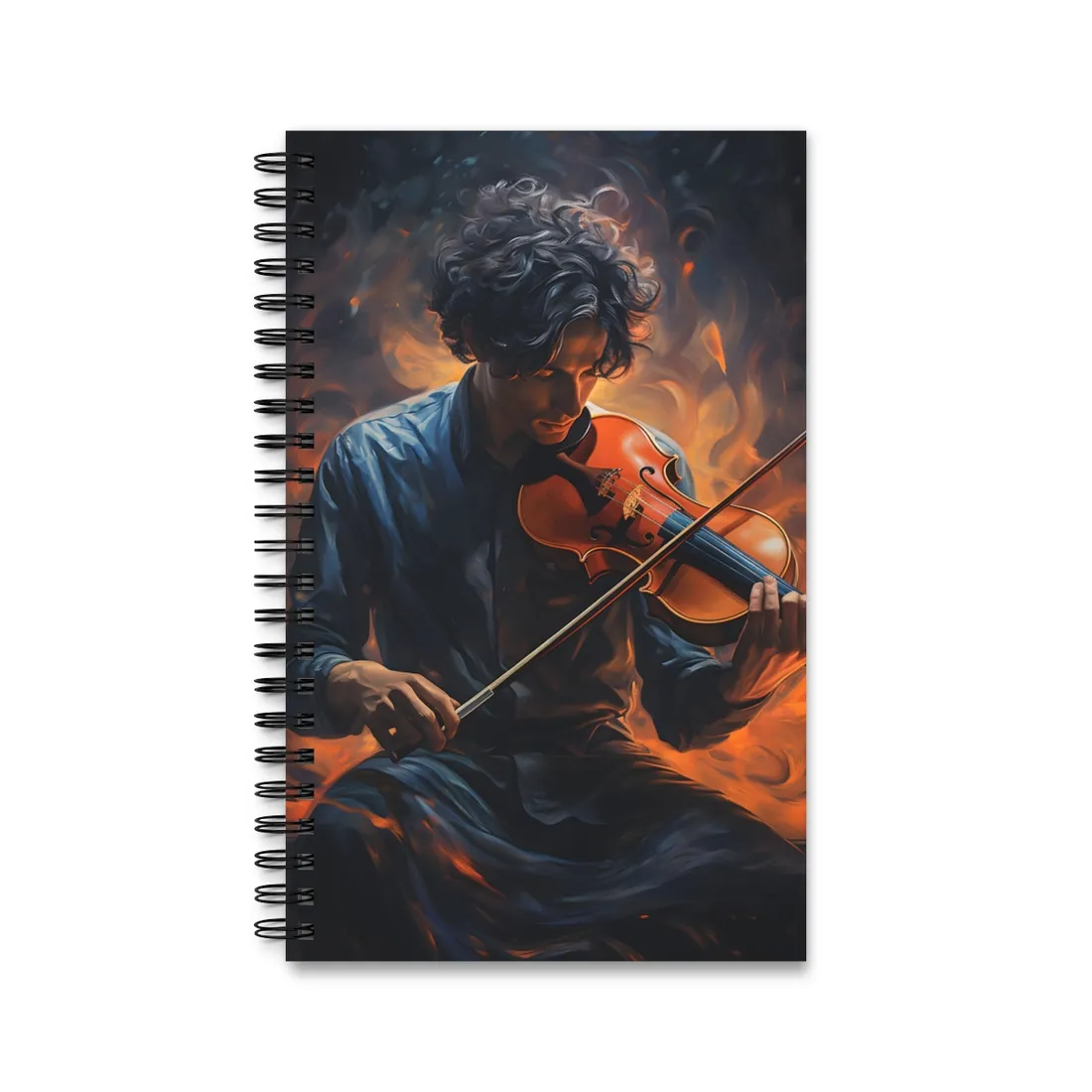 Mysterious Musician Portrait: Enigmatic Eyes - Spiral Notebook