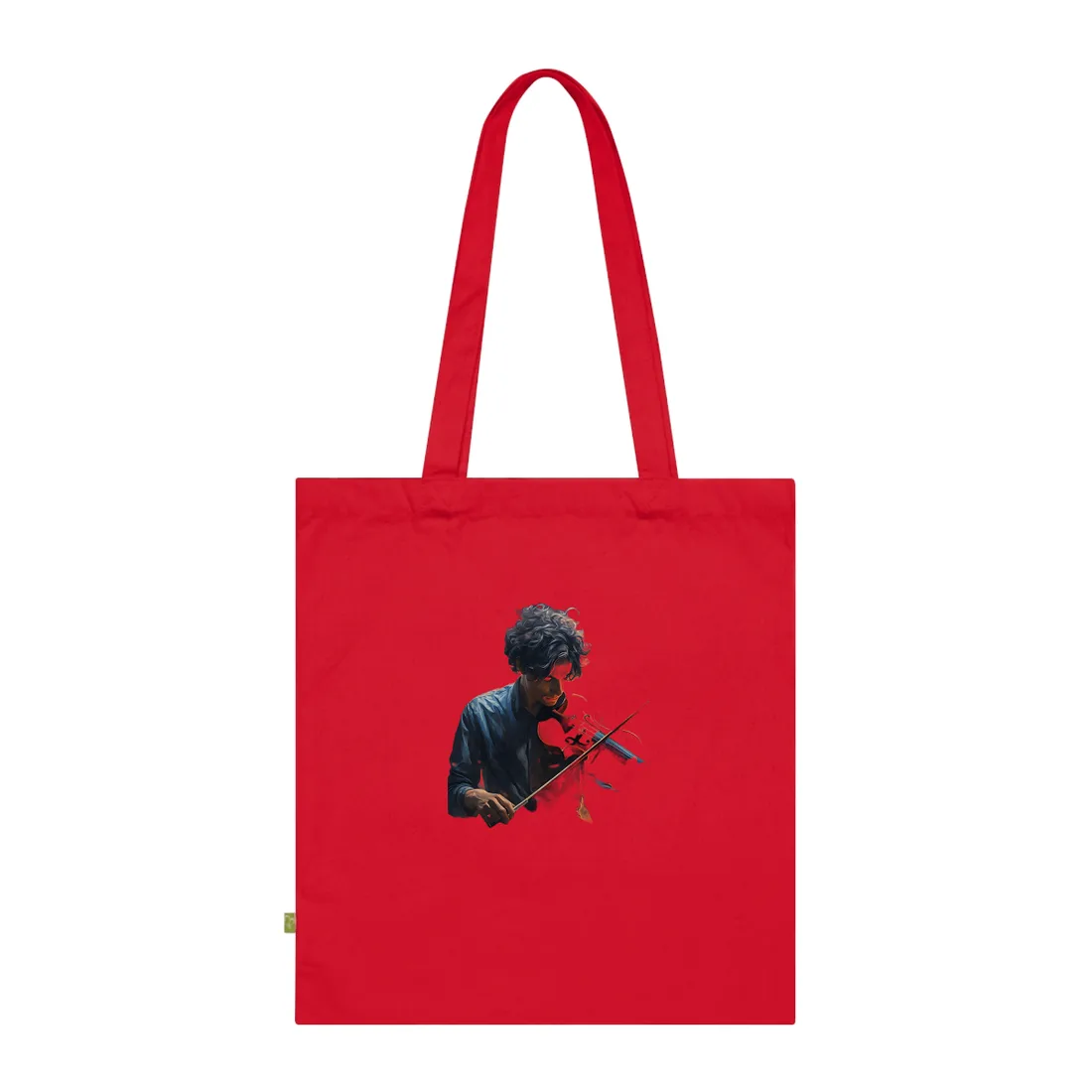 Mysterious Musician Portrait: Enigmatic Eyes - Tote Bag (Classic Red)