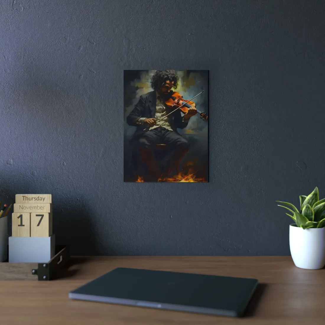 Mysterious Musician Portrait - Metal Poster