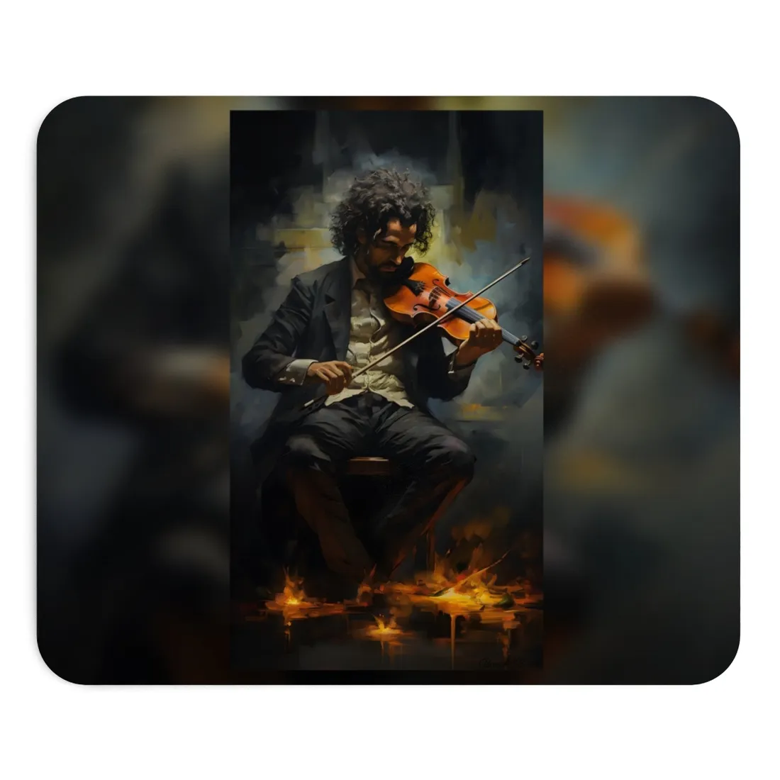 Mysterious Musician Portrait - Mouse Pad