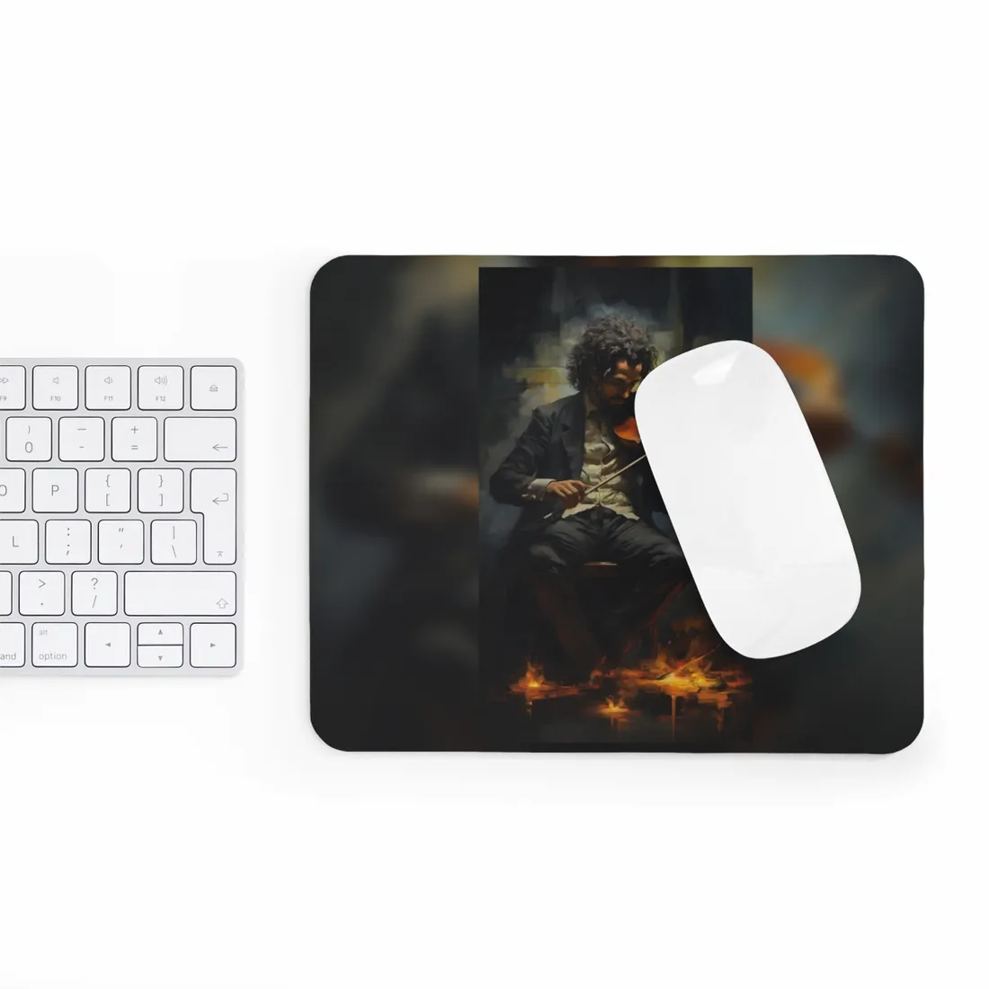 Mysterious Musician Portrait - Mouse Pad