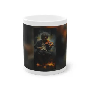 Violinist Playing by Glowing Embers Mug