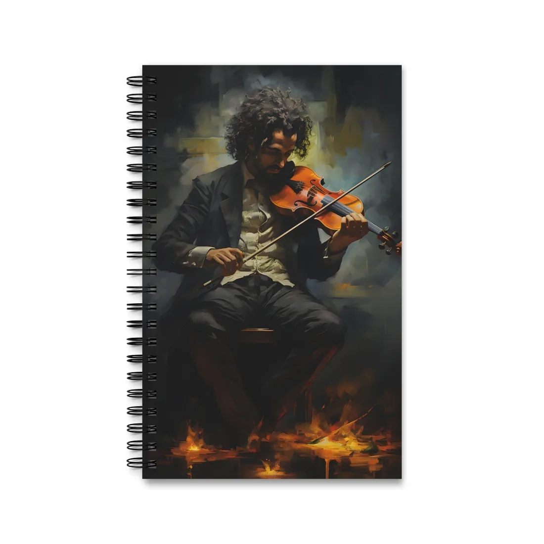 Mysterious Musician Portrait - Spiral Notebook