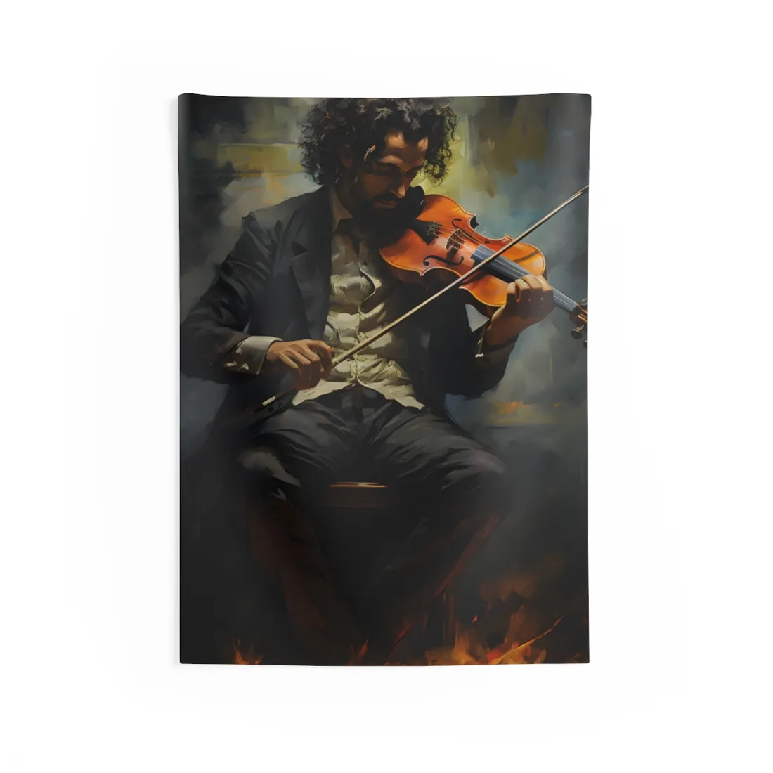 Mysterious Musician Portrait - Wall Tapestry